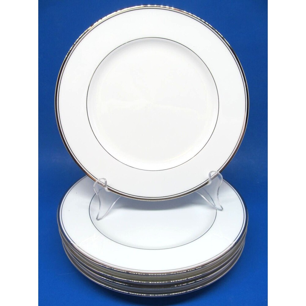 Mikasa Gothic Platinum 8 1/4" Salad Plates AK018 Bone China Bundle of 5 EUC